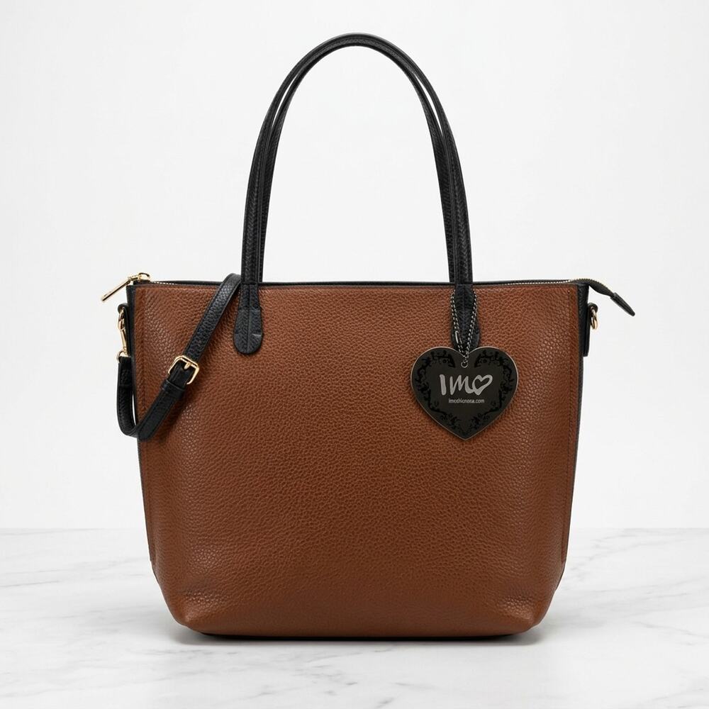 IMoshion Brown Black Tote Bag Women's Shoulder Handbag Crossbody Purse